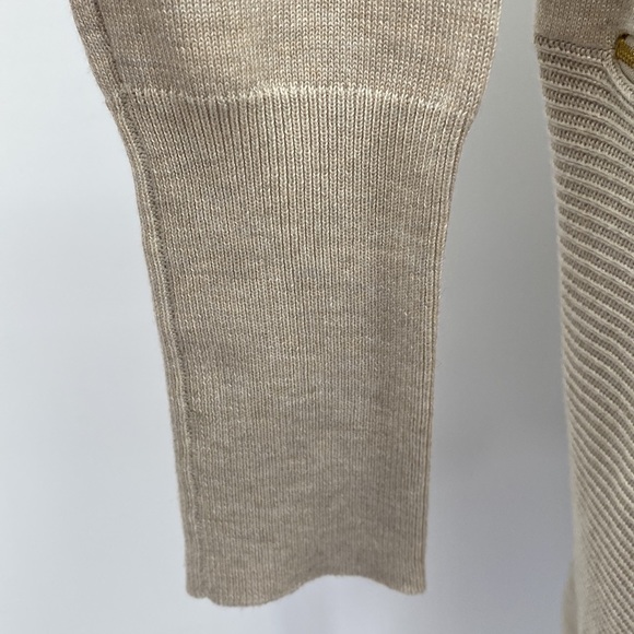 Premise Knit Ribbed Oatmeal Open Cardigan with Zip Pockets Small - Picture 8 of 14